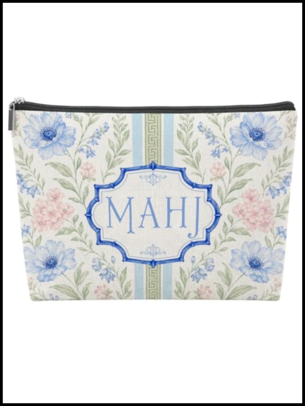 Mahjong Tile Storage Bag, 13x9.8x3.2, Linen Zipper, Travel Game Accessory